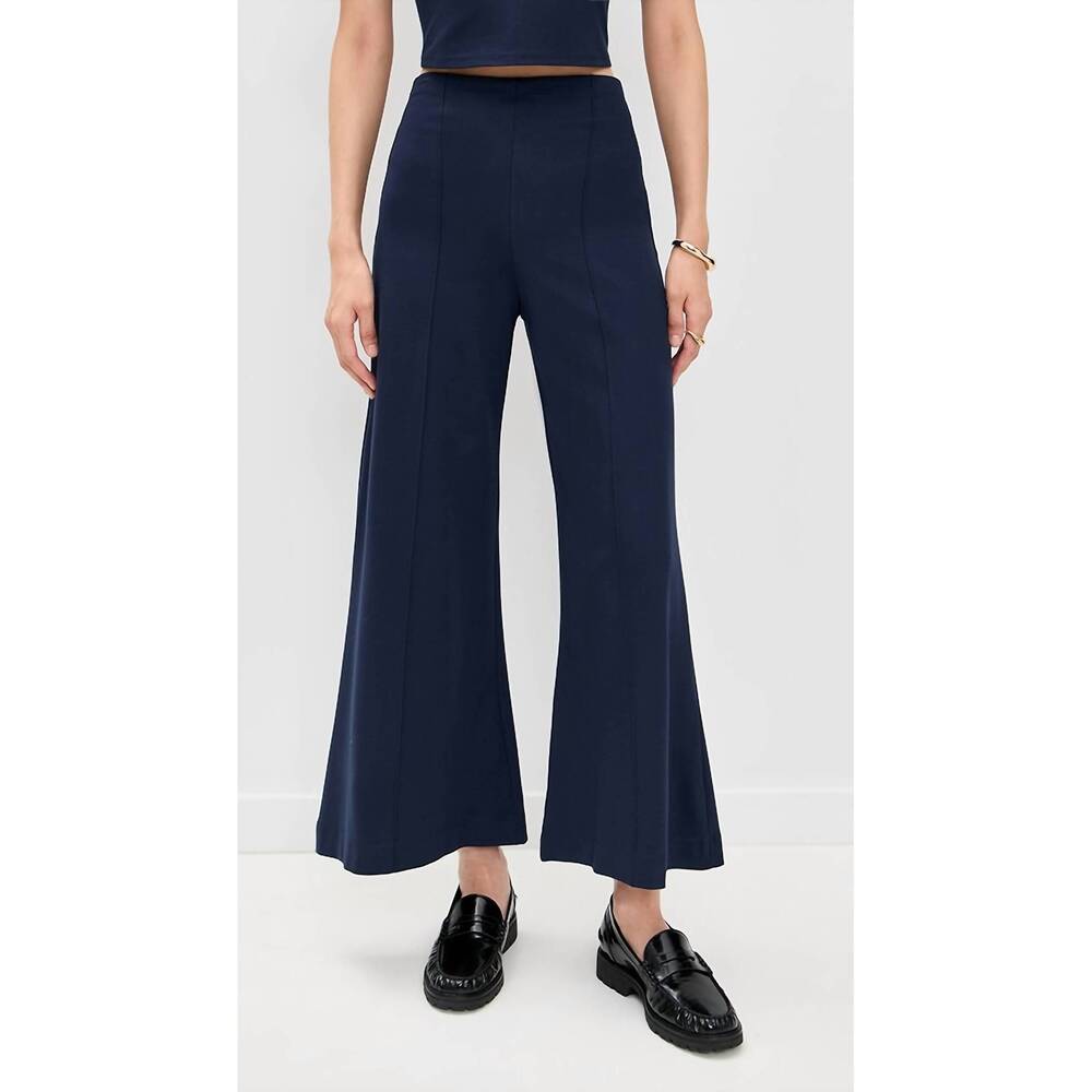 Wide-Leg Navy Cropped Trousers